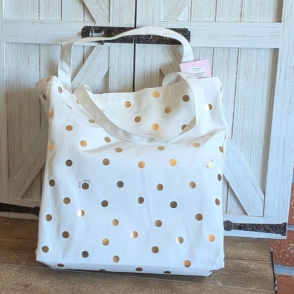 ♠️ Kate Spade New York Canvas GOLD DOT Script Book Tote 📚 - Picture 3 of 10